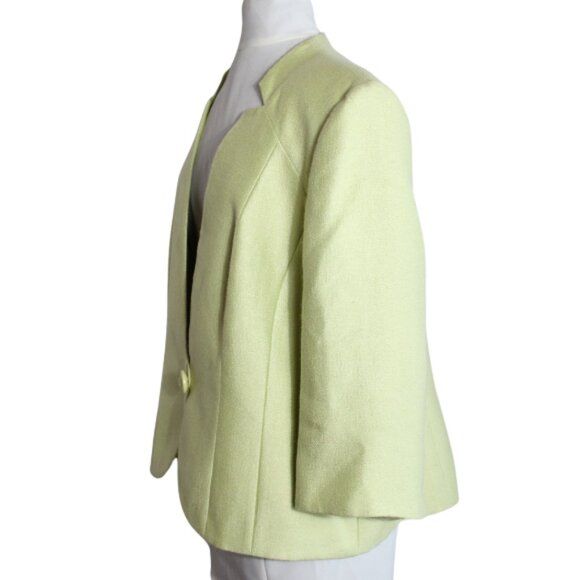 Jacque Vert SZ 16 Shantung Soft Lime Green Jacket 3/4 Sleeves - Picture 2 of 11